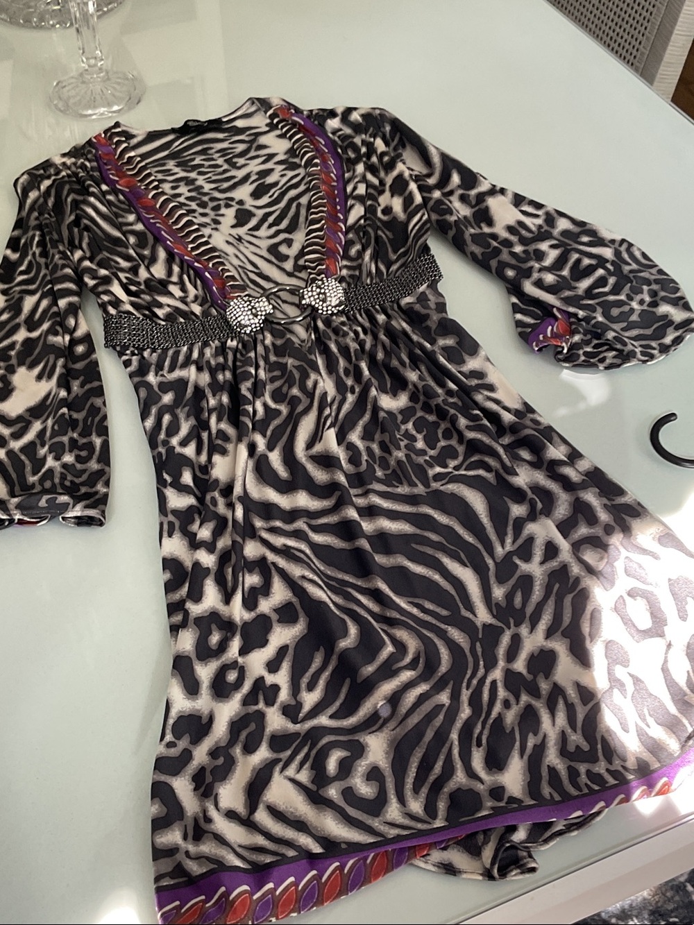 Sky dress in size medium animal print w embellishment’s cougar heads